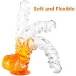 8 Inch Large Clear Realistic Dildo Sex Toys For Vaginal G Spot Stimulation,Flexible Soft Jelly Penis Dong Cock Butt Plug Anal Trainer,Female Masturbators With Suction Cup For Women Men Couple Pleasure