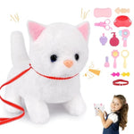 Cat Plush,Walking Cat Plush Toys, Electronic Interactive Stuffed With Turtle Backpack,Cute Cat Stuffed Animals Gifts For Kids Boys Girls