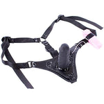 Vibrating Strap-On Dildo Wearable Panties Sm Harness With Realistic Silicone Dildo Couple Women Lesbian Sex Fun (Penis:Length:5.11 Inch;Diameter:1.41 Inch., Black)
