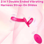Strap-On Dildo Vibrator For Women & Lesbian Couples, Double-Ended Wearable Vibrating Dildo With 10 Vibration,Adjustable Harness Remote Control G-Spot & Clitoral Stimulation Female Adult Sex Toys