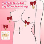 Golden Body Chain Adjustable Nipple Clamp With Chain Breast Shaking Bells Body Clamps Classic Ring Bell Forked Tail Body Jewelry Clip Gifts For Women (Bell-Bow-Pink)