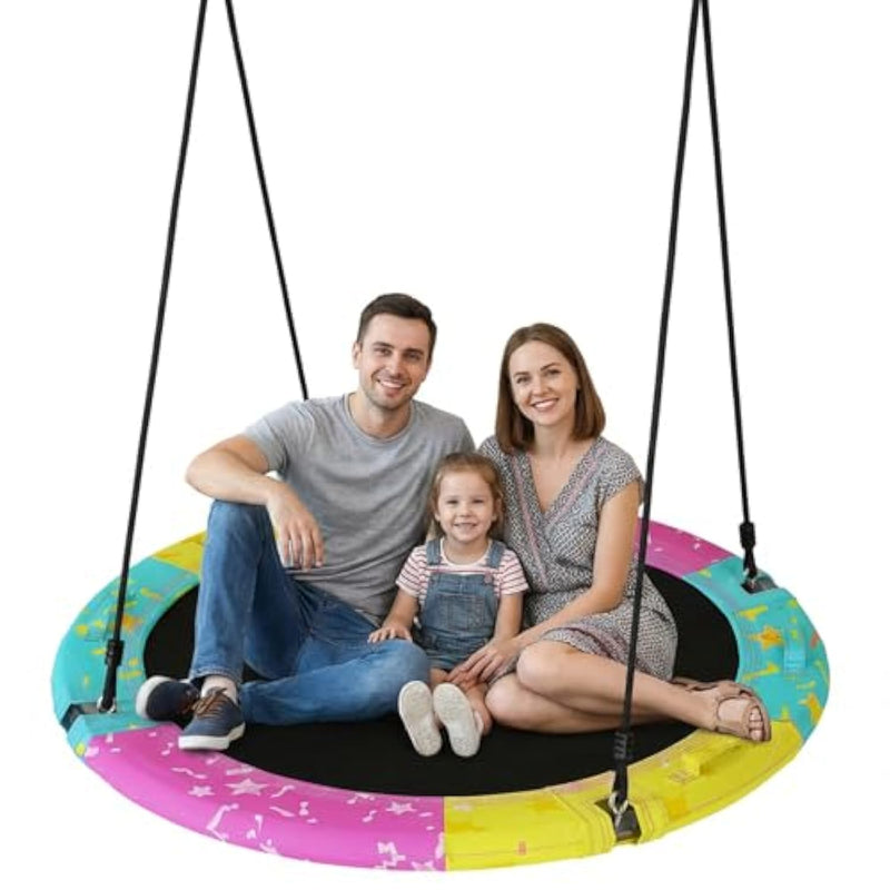 Tree Swing, 43'' / 48'' Saucer Swing For Kids And Adults, Astm Approved Swing Sets With 900Lbs Weight Capacity, Backyard Or Playground, Waterproof And Uv-Resistant Mat, Adjustable Hanging Straps
