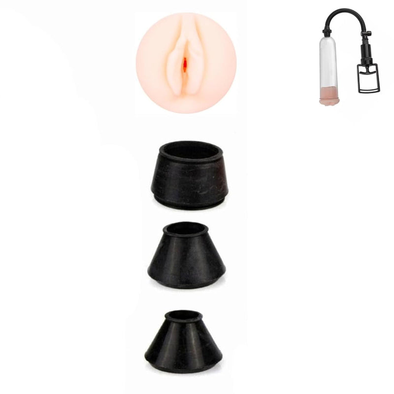 4Pcs Small Penis Pump Replacement With Vagina Sleeve Enlarging Pump Rings Vagina Pump Adult Toys, Male Sex Toys For Men Pocket Pussy Stroker Penis Enlargement Pumps Sleeve Penis Extender