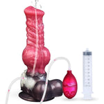 8.26Inch Squirting Dildo Realistic Big Wolf Dildos With Knot, Thick Pink Silicone Suction Cup Big Monster Penis Anal Plug Toys For Women Men Couples (S-Squirting)
