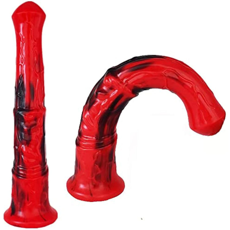 Multi Color Soft Flexible Animal Artificial Horse Dildo Silicone Dildo Toy Adult Sex Toy For Women With Suction (Red+Black)