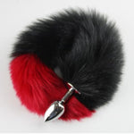 Fox Tail Anal Plugs Sexy Cat Dog Tail Cosplay Anal Plug Animal Fluffy Tail Anal Butt Plug Adult Erotic Sex Anus Flirting Sex Toys (Black And Red)
