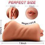 3 In 1 Pocket Pussy Male Masturbator - Adult Sex Toys For Men Penis Stimulation,Male Blowjob Stroker Toy With 3D Realistic Textured Tight Anus & Real Mouth For Man Masturbation Pleasure (Tan)