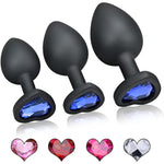 3 Pcs Anal Plug Silicone Heart Butt Plug Anal Butt Plug With 5 Colors Heart Crystal Replaceable Fantasy Sex Masturbation Anus Stimulation Anal Sex Toys For Male Female Couples Beginners