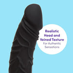 6.5 Inch Realistic Silicone Dildo Vibrator for Women - Black Textured Shaft, 20 Mode G Spot Stimulator