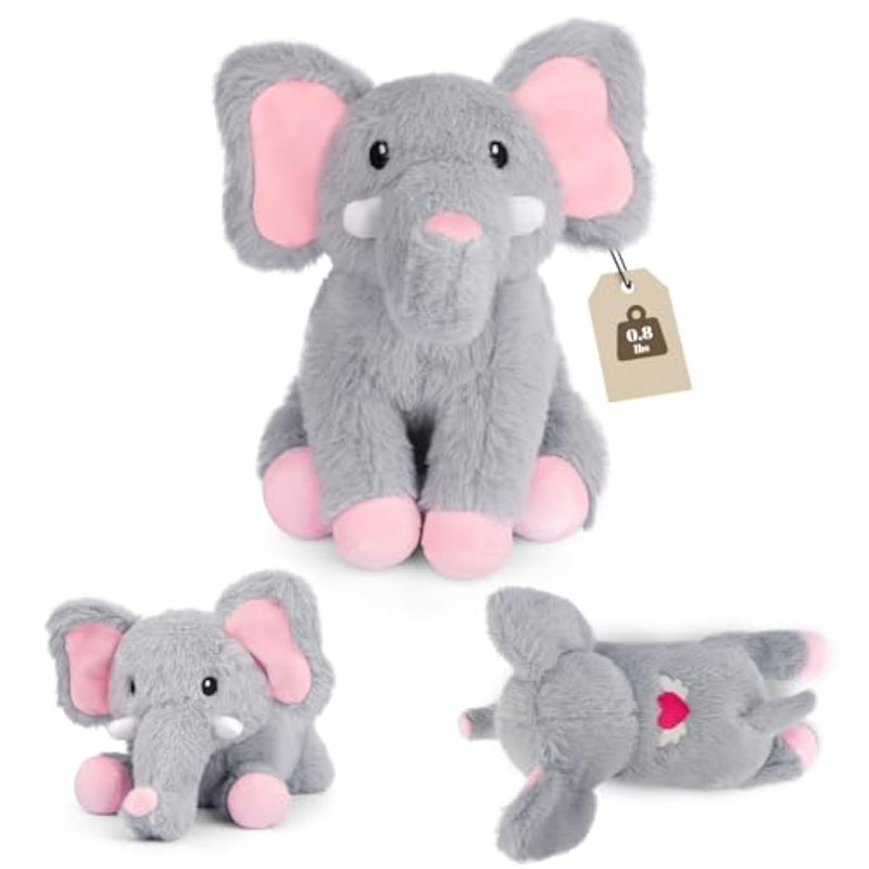 Weighted Elephant Stuffed Animal, Gray Soft Stuffed Elephant Plush Toy With Love, Weighted Plush Pillow Kawaii Comfort Xmas Gifts For Kids, 10 Inch, 0.8 Lbs