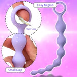 Anal Beads, Silicone Flexible Anal Chain Butt Plug With 7 Gradual Balls And Pull Loop Prostate Massager G-Spot Stimulator Anal Training Sex Toy For Beginner 8.23 Inch, Purple