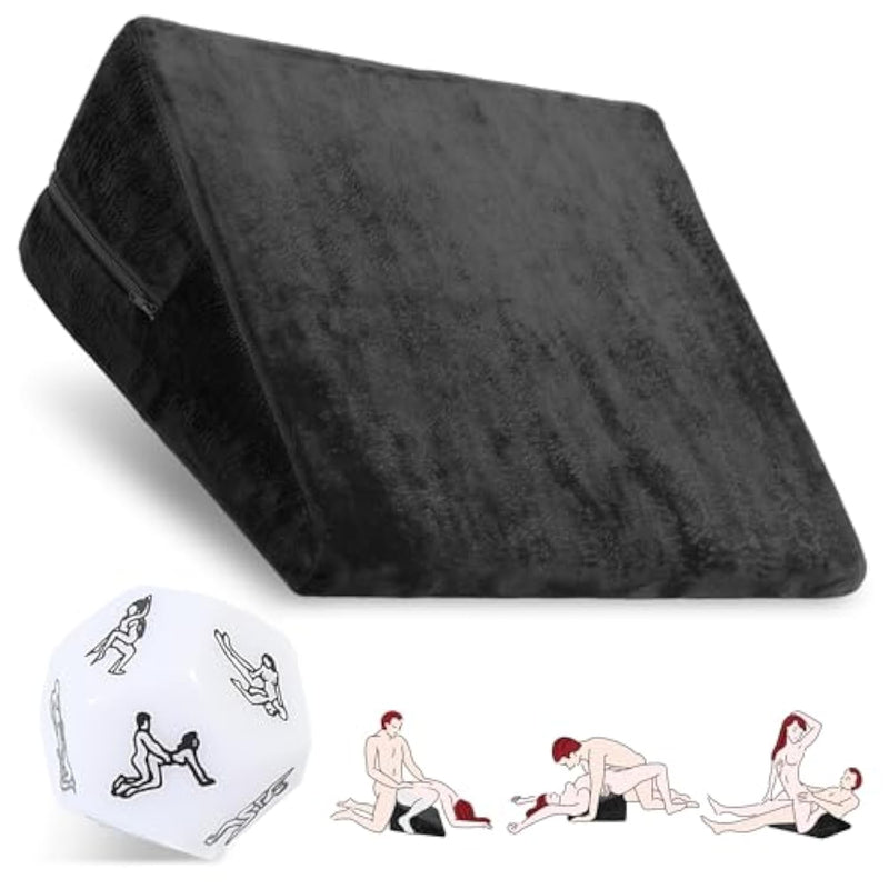 Sex Pillow Wedge Position Pillow Sex Furniture Foam Sex Cushion And Dice Sex Games For Adult Couples (Black)