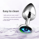 3-Piece Stainless Steel Anal Butt Plug Set – Green Eye Design In Small, Medium, And Large Sizes