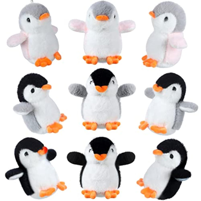 9 Pcs Mini Penguin Stuffed Plush Toys 4.3 Inch Cute Soft Small Penguin Ornament Bulk Hanging Animal Stuffed Toys Gift For Keychain Bag Pendant Christmas Decors Birthday Party Favor(Cute Style)