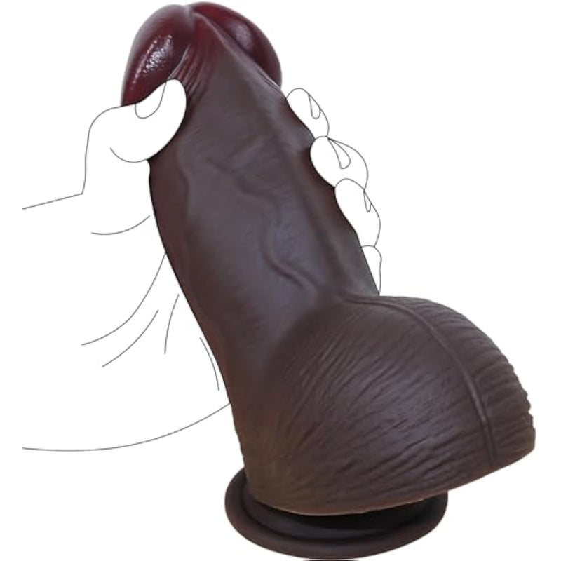 Big Dildo Sex Toys For Women, 2.6'' Diameter Huge Thick Dildo, 7.8'' Silicone Realistic Dildo With Strong Suction Cup For Hands-Free, Brown Giant Dildo For G-Spot Stimulator And Anal Play