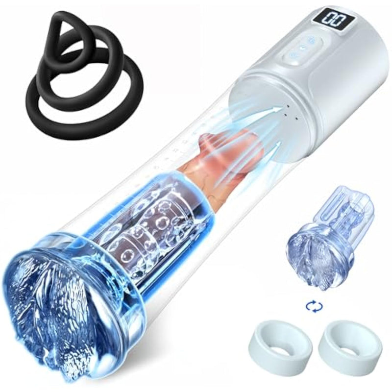 Electric Penis Pump Male Sex Toys - 9" Penis Pump Vacuum Cylinder Large Cock Extender Pump With 6 Erection Training Modes,Male Masturbator Stimulators Vibrator Stroker Adult Toys For Men Pleasures
