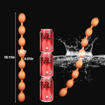 Double-Ended Butt Plug Liquid Silicone Extra Long Anal Chain with 8 Beads Anal Stretching SM Sex Toys for Lesbianism Couples (S)