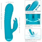 Thicc Chubby Thrusting Tickler Waterproof Silicone Rechargeable Rabbit Vibrator Blue - Se-0650-40-3