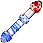 Crystal Glass Dildo Penis Anal Beads Butt Plug,Crystal Glass Pleasure Wand Dildo Penis With Blue Raised Spiral Texture Mushroom Tip Anal Butt Plug Sex Factory For Men Women(Style 3)
