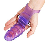 Double Finger Banger Vibrating G Spot Glove, Vibrating Finger Sleeve with Textured Design and Stretch Fit