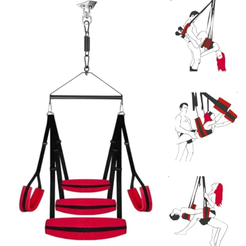 Sex Swing For Couples With Adjustable Straps And Triangular Suspension – Padded Bondage Sling With Detachable Restraints For Bdsm Play, Comfortable Adult Toy For Bedroom Pleasure And Romantic Gift