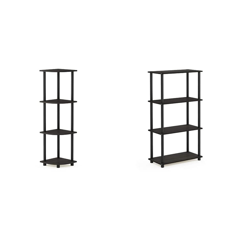 12078Ex/Bk Turn-N-Tube Multipurpose 4-Tier Corner Shelf, Espresso/Black & (995