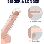 Reusable Penis Sleeve With Cock Ring Sex Toy - Cock Sleeve Penis Ring Extender Ultra-Soft Penis Enlarger For Couples Cock Enlarger Sex Toys For Men (2Pcs-Flesh+White)