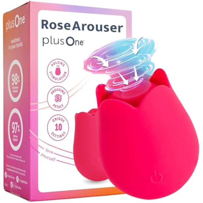 Rose Toy Vibrator For Women, Clitoral Stimulator Made Of Body-Safe Silicone, Waterproof, Usb Rechargeable And 10 Pulsing Settings, Red