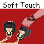 Adjustable Leather Handcuffs with Metal Chain