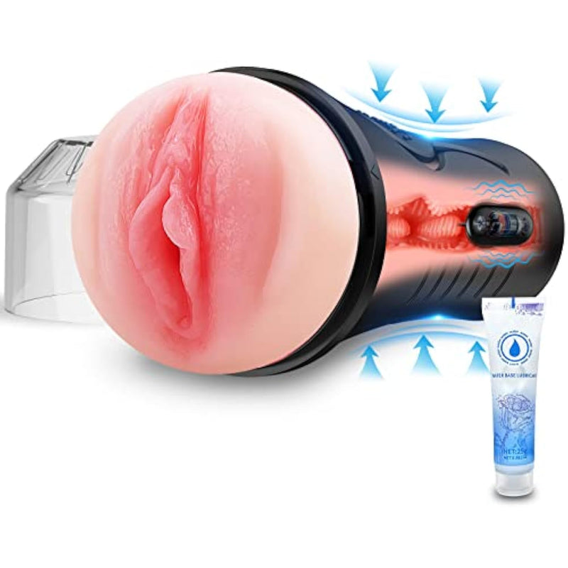 Mens Sex Toys Male Masturbator, Vibrating Masturbator Squeezable Pocket Pussy For Men With 7.5" Depth Lifelike Textured Vagina, Plump And Soft Fleshy Masturbating Stroker Toys, Adult Sex Toys For Men
