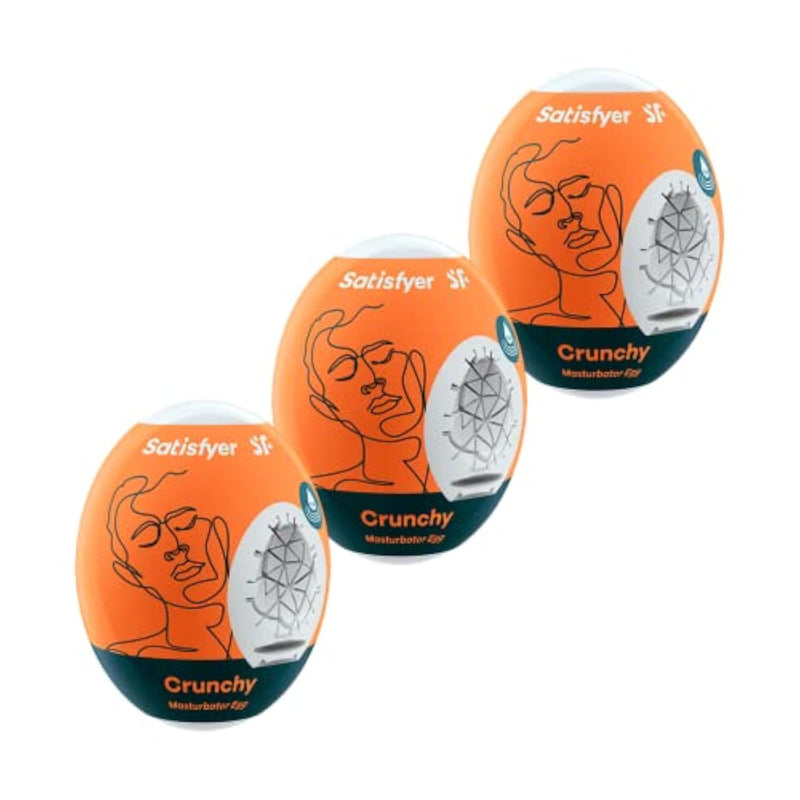 Masturbator Egg 3 Pack - Stroker For Male Masturbation, Portable Pleasure Sleeve, Super-Stretchy, No Lubricant Required, Disposable, Single-Use (Crunchy)