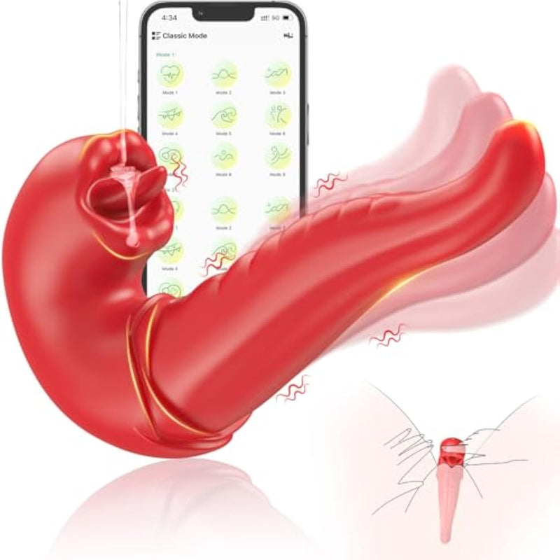 Tongue Vibrator Women Sex Toys -App 3 In 1 Tongue Toy For Women Rose Sex Toys G Spot Vibrator Tongue Dildo With 10 Flapping 10 Vibrating Mode, Mouth Clitoral Stimulator Pleasure Tool Couple Adult Toys