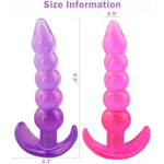 Butt Plugs, 2 Pcs Anal Training Kit Soft Jelly Anal Plug G-Spot Prostate Massager Anus Trainer For Adult Masturbation Sm Beginner Gay Couple Sex Game Play For Men Women Couples(Purple + Pink)