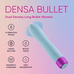 Densa Flexible Long Bullet Vibrator For Women - Female Sex Toys With 8 Vibration Modes & Boost Mode - 100% Waterproof, Magnetic Usb Charging, Liquid Silicone, Travel-Friendly Adult Toys (Light Blue)