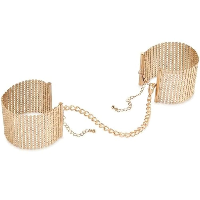Désir Métallique – Wearable Silver Mesh Bracelets Turn Into Handcuffs With Detachable Chain, 15–24?Cm (Gold)