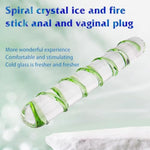 Glass Pleasure Wand, Crystal Dildo Penis With Swirl Texture, Anal Butt Plug For G-Spot Stimulation