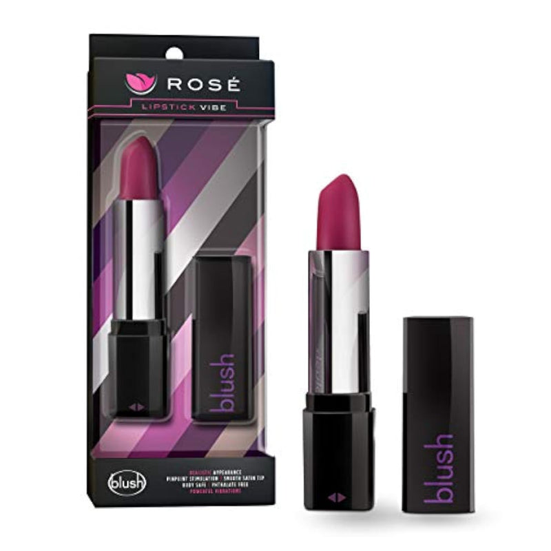 Blush Rosé Lipstick 4" Mini Pocket Vibrator, Satin Smooth Tip - Discreet Quiet Bullet Stimulator - Personal Intimate Zone Massager, Clit & Pussy Pleaser - Pleasurable Adult Sex Toy For Women - (Black)