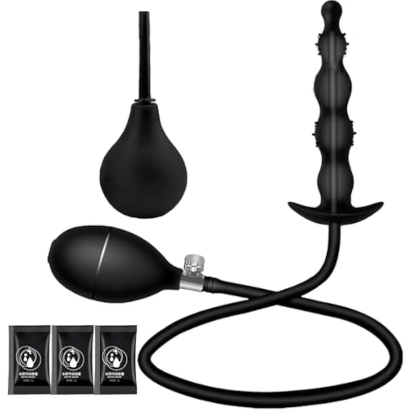 New Silicone Inflatable Bead Anal Plug With Solid Center Silicone Anal Balloon Pump With Quick Release Valve,Anal Sex Toys For Beginners And Advanced Users,Adult Sex Toys