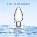 Glass Anal Butt Plug Glass Trainer With Large Base - Glass Ball 1.57 Inch Diameter Butt Plug - Clear Anal Toys G Spot Stimulation Prostate Massager For Men Women Beginner