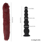 Butt Plug Tail,7.8 in Silicone Black Anal Beads with Removable Furry Tail,Fox Tail Plug Sex Toys for Men Women Couples Cosplay
