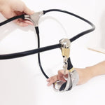 Female Invisible Chastity Device With Hole Stainless Steel Adjustable Bdsm Slave Chastity Belt Underwear Invisible Thong Pant Lock (Black, 60-90Cm)