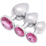 Valentines Day Gifts For Couples Anal Butt Plug Set, Small + Medium + Big Stainless Steel Set Fetish Butt Plug Anal Plug Hook With Crystal Diamond Beginner 27Mm 33Mm 41Mm