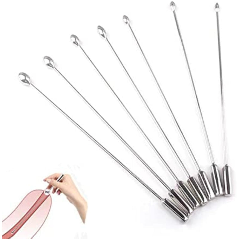 Sex Toys - Catheters & Sounds 7-Piece Set Urethral Plug Urethra Dilator Male Metal Penis Rod Urethral Obstruction Cock Expansion Masturbation Sexy Toy