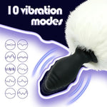 Bunny Tail Plug Vibrating Butt Plug with Furry Rabbit Tail, Remote Control