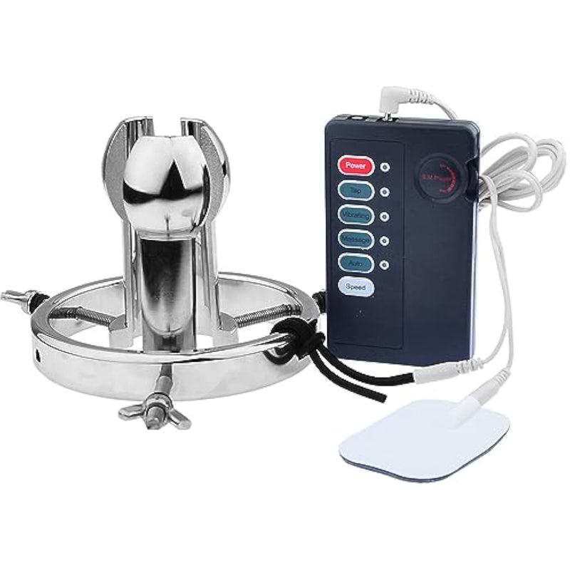 Metal Electric Shock Anal Plug Anal Expander Stainless Steel Adjustable Butt Massage Plug Electric Shock Set