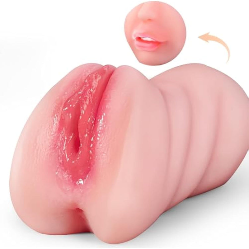 3 In 1 Sex Dolls Realistic Single Channel Sex Toy With Lifelike Face, Sex Doll With 3D Realistic Textured Mouth Vagina And Tight Anus Deep Throat Oral Adult Sex Toys For Men (Flesh)