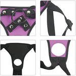 Adjustable Strap On Dildo Harness, Double Hole Pegging Harness Leather Soft Ring Belt For Male (Purple)