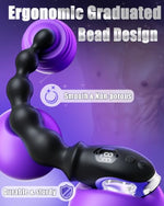 Vibrating Anal Beads Butt Plug - Silicone Anal Beads Prostate Massager with 10 Vibration Modes, Rechargeable Flexible Anal Vibrator with Pull Ring Design, Friendly Anal Trainer for Men Women Couples