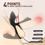 Vibrating Cock Ring Sex Toys For Men - 4 In 1 Penis Ring Perineum & Clitoral & G-Spot &Testicle Massage Stimulator With 10 Modes Adult Toy For Longer Harder Stronger For Male Female Couples Pleasure