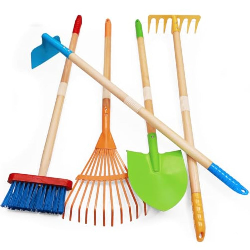 Kids Garden Tools, Outdoor Toys, Shovel For Digging Sand, Kid-Sized Rake, 5Pcs 27.6 Inch Long Gardening Tools For Boys Girls Age 3 And Up Gifts